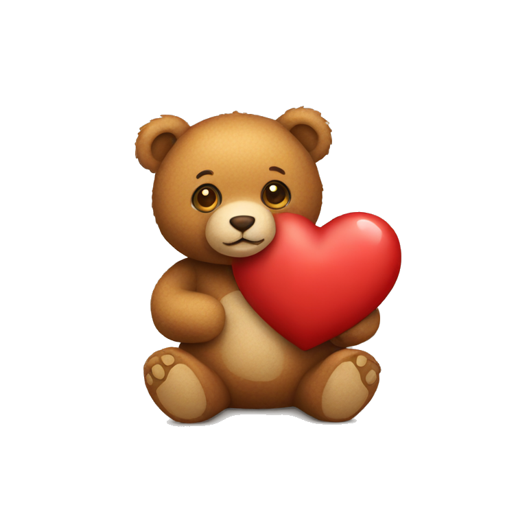 teddy bear holding a heart emoji