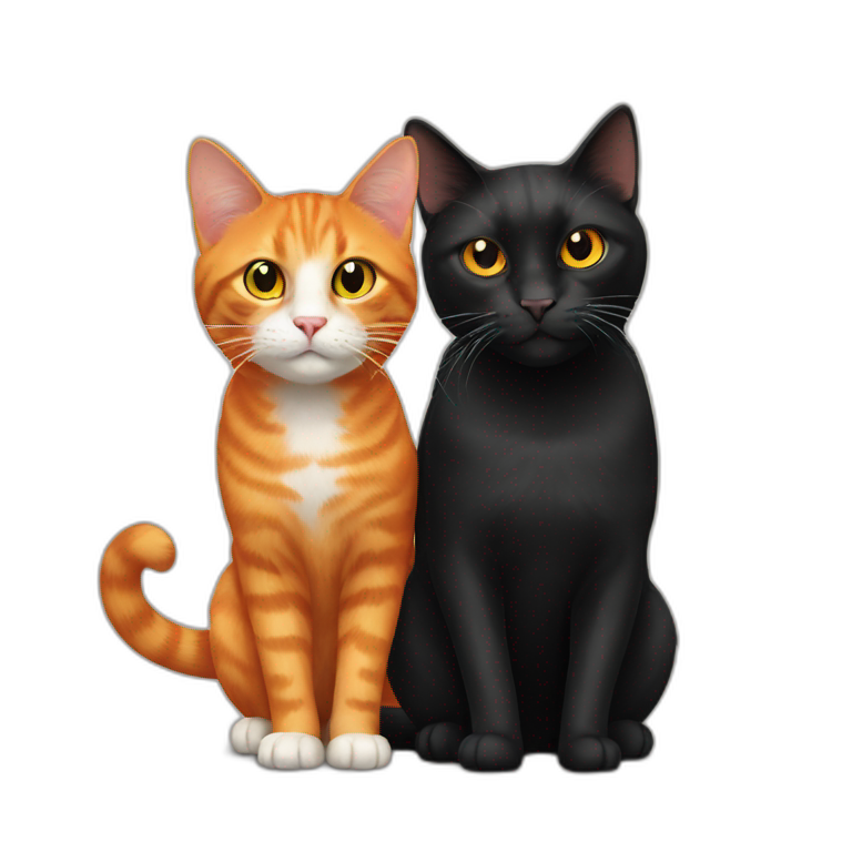 orange cat and black cat emoji