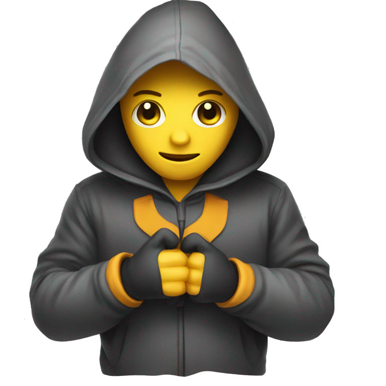 mysterious hooded boy in gloves emoji