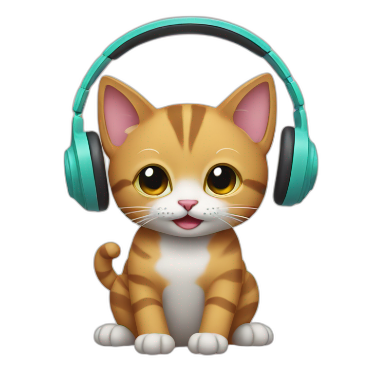 cat listening to music emoji