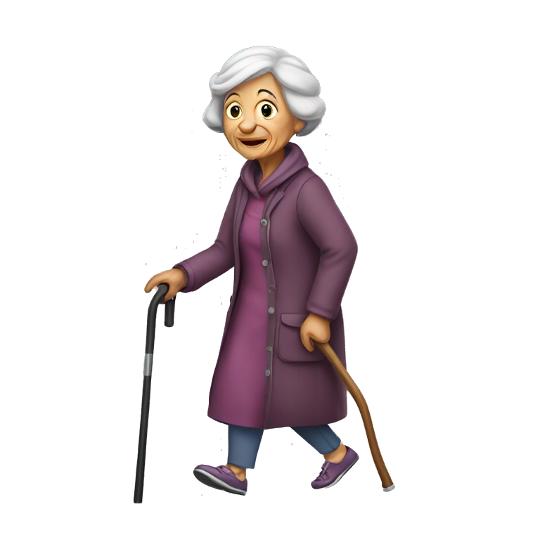 Cane walking old woman emoji