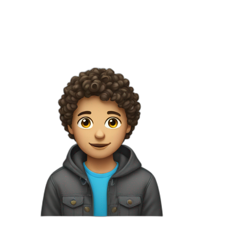 13 year old boy with curly brown hair emoji