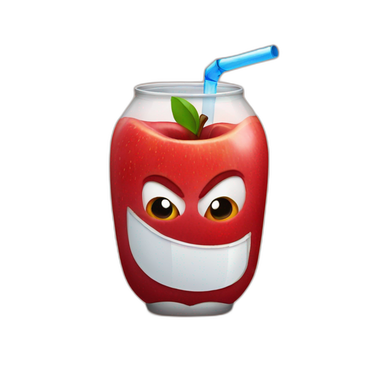 Red apple drinking a soda emoji