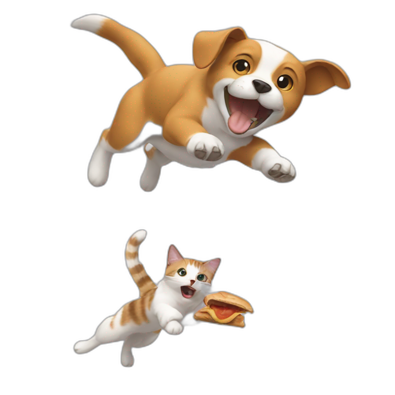 Flying dog eating cat emoji