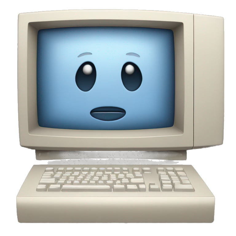 Macintosh Computer with face on the screen emoji