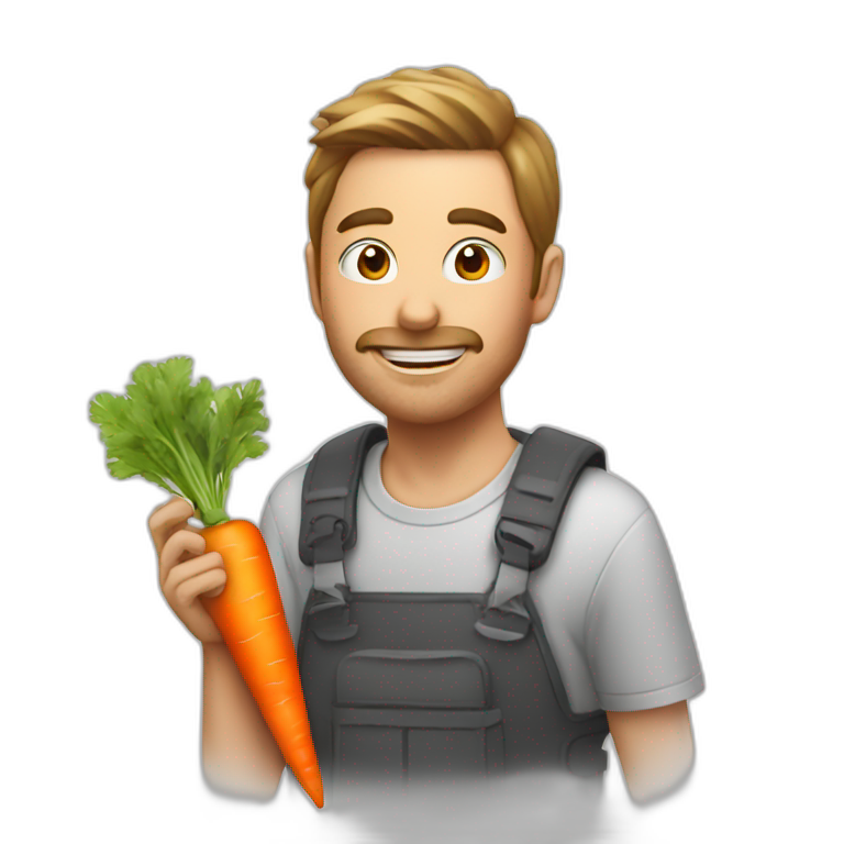 A guy eating a carrot emoji