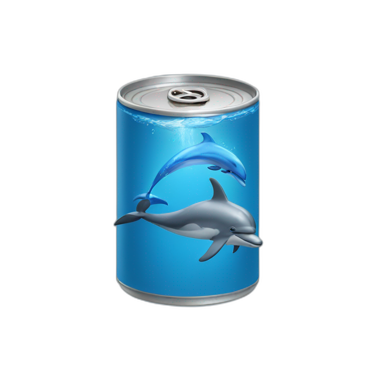 blue can with dolphin emoji