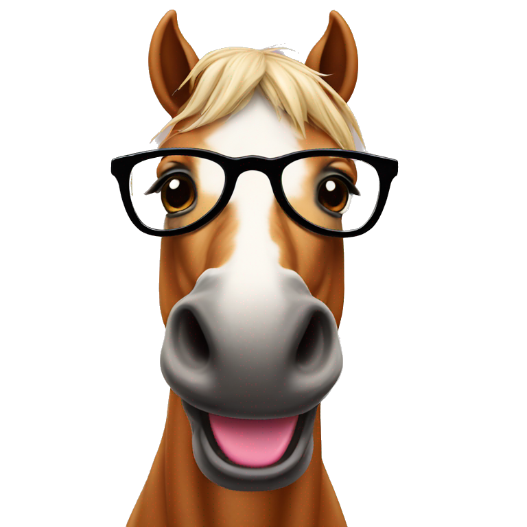 horse with glasses and tongue out emoji