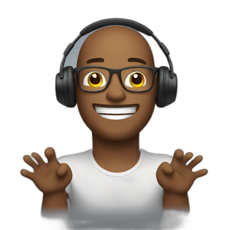 man with headphones on and arms out  emoji