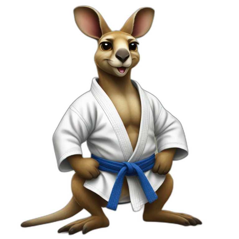 buff kangaroo doing Brazilian jiu-jitsu hyper realistic emoji