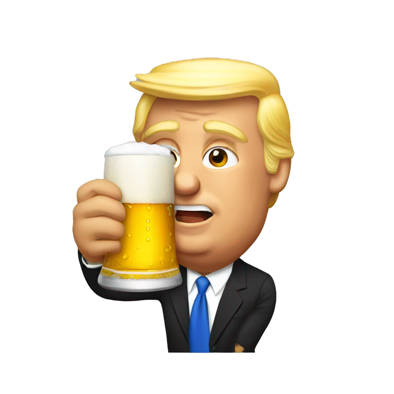 Trump drinking beer emoji