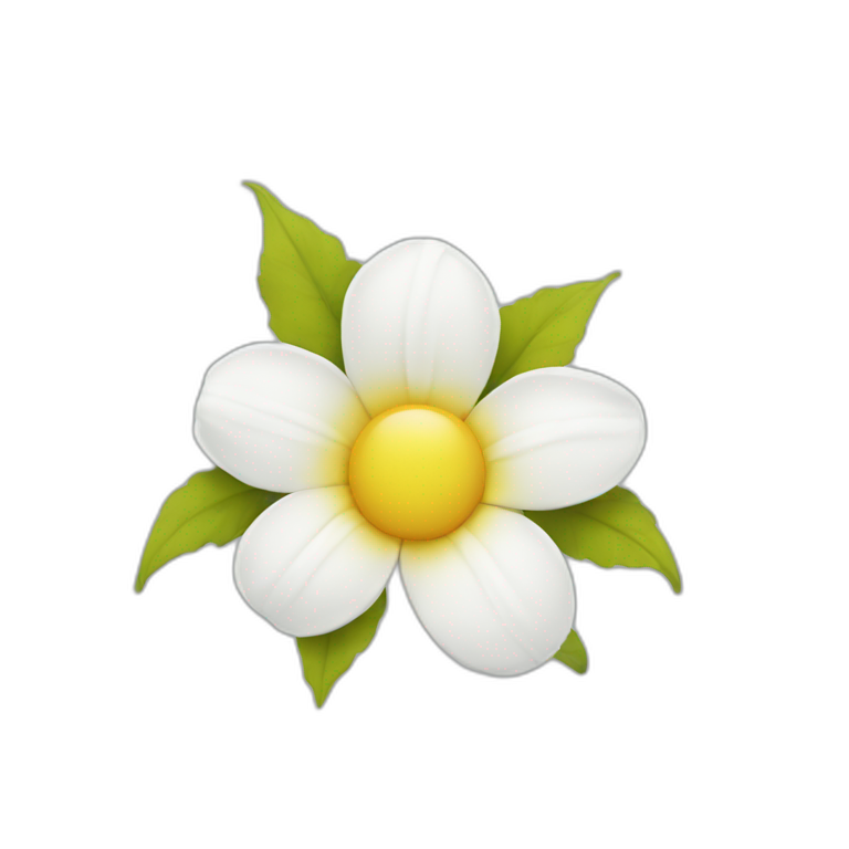 white flower with yellow face emoji