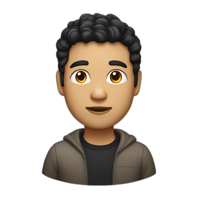 developer with mac laptop in front light skin tone and black hair styled emoji