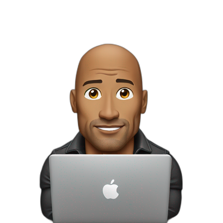 Dwayne johnson with laptop emoji