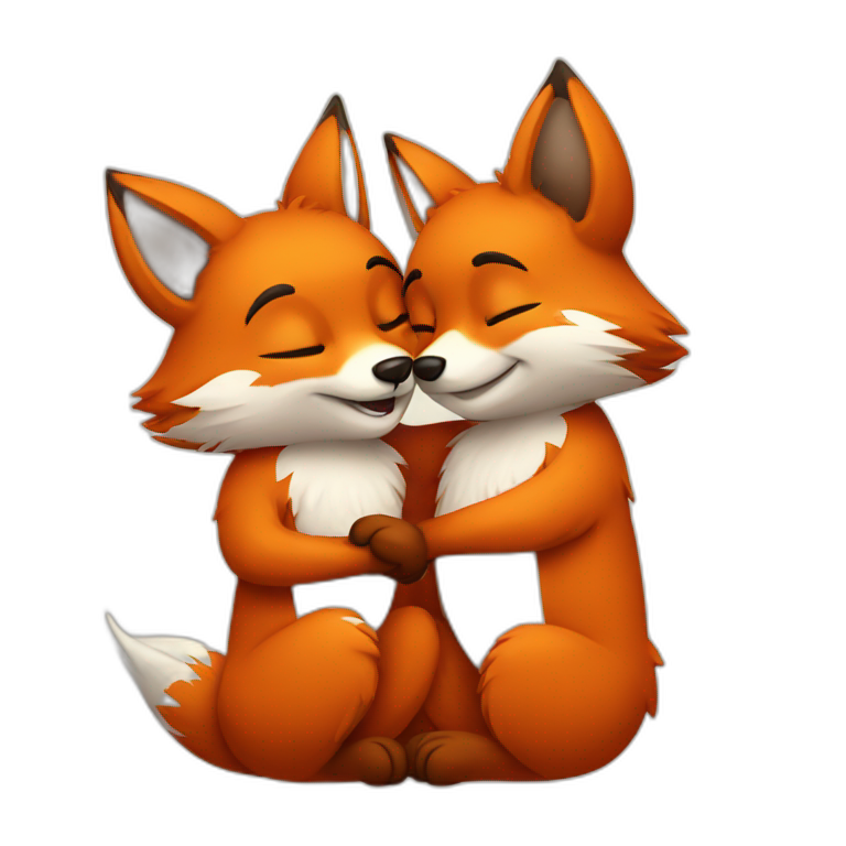 Two foxes hugging emoji