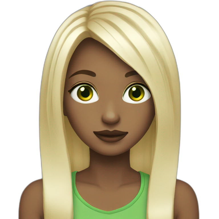 girl green eyes long hair emoji