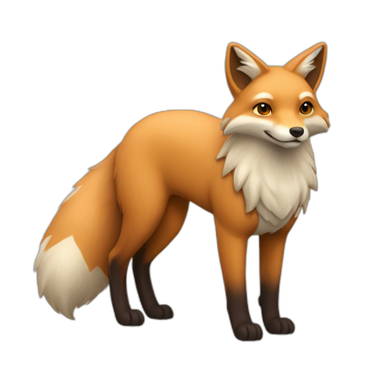beige multiple tailed fox full body emoji