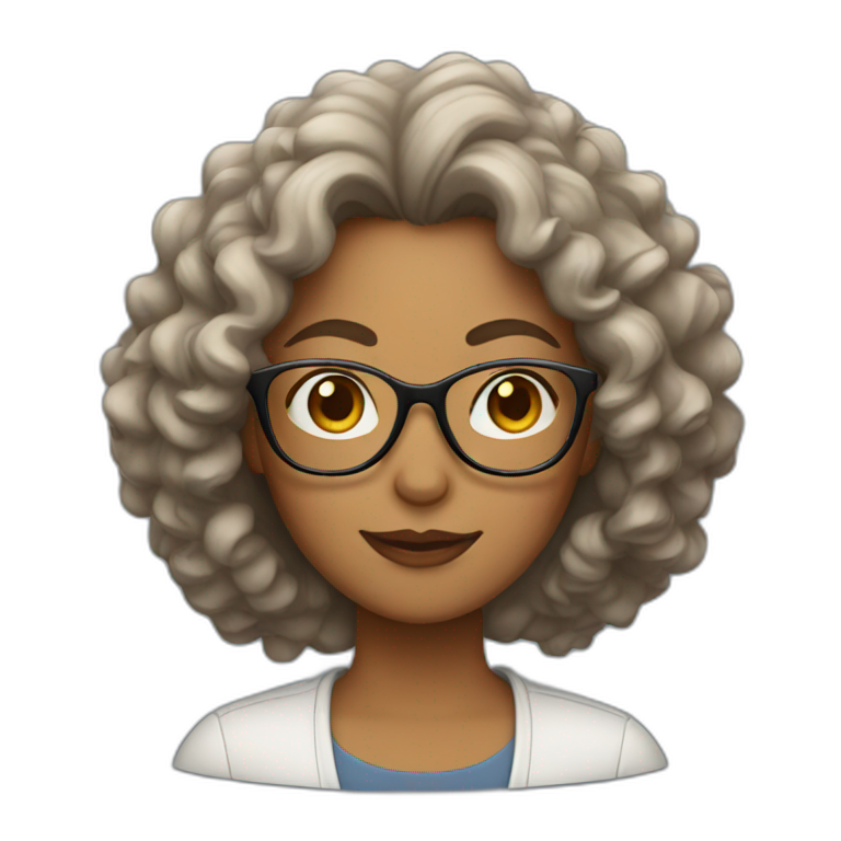 mother with long curly hair and glasses emoji
