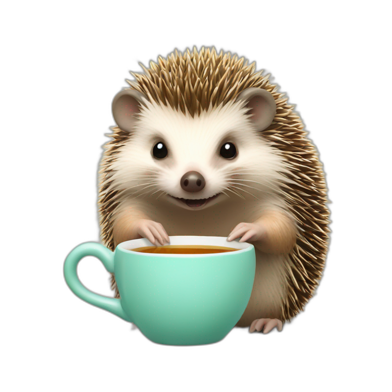 Hedgehog holding a tea pot emoji