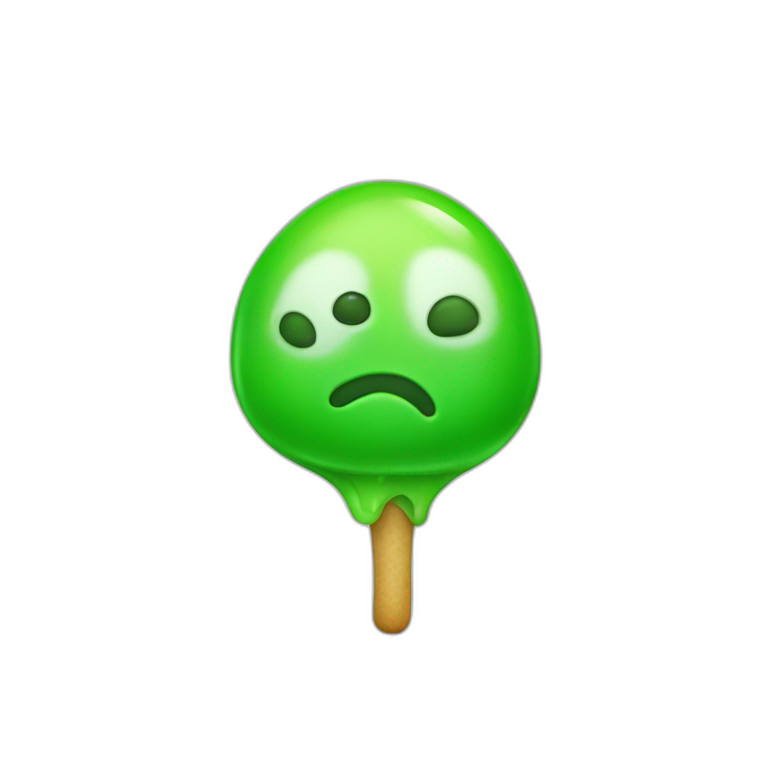 Green gumdrop with face  emoji