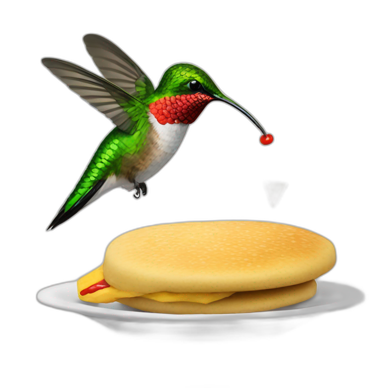 A hummingbird eating a colombian arepa emoji