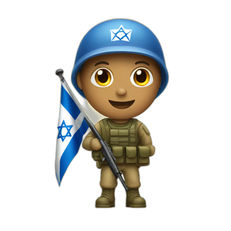A soldier holding an Israeli flag emoji