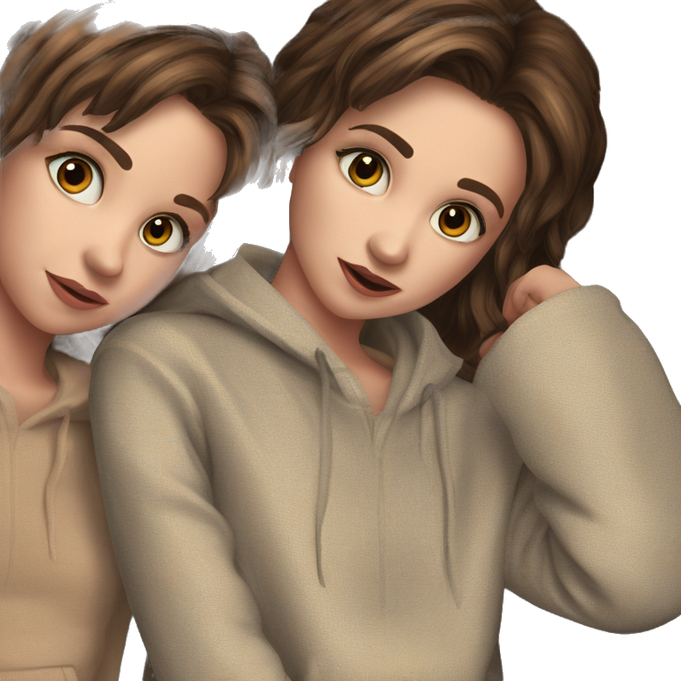 two girls with brown hair emoji