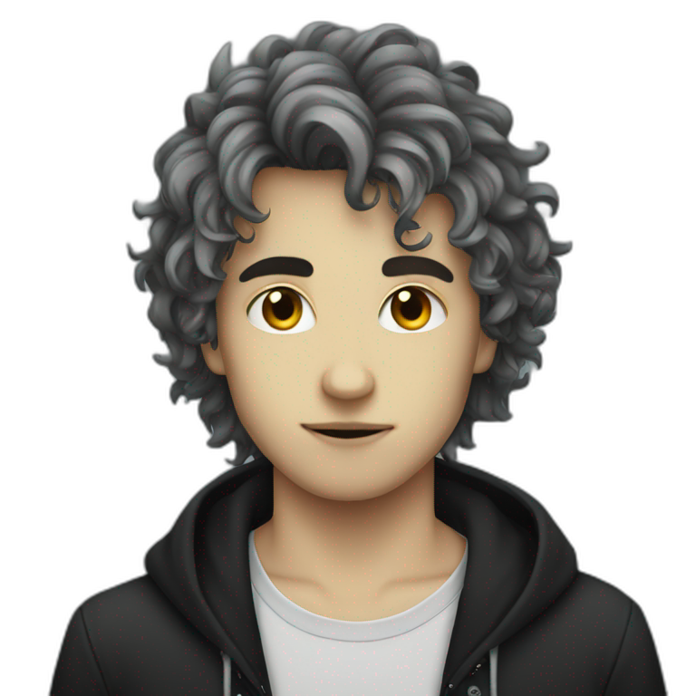 emo boy with long curly hair emoji