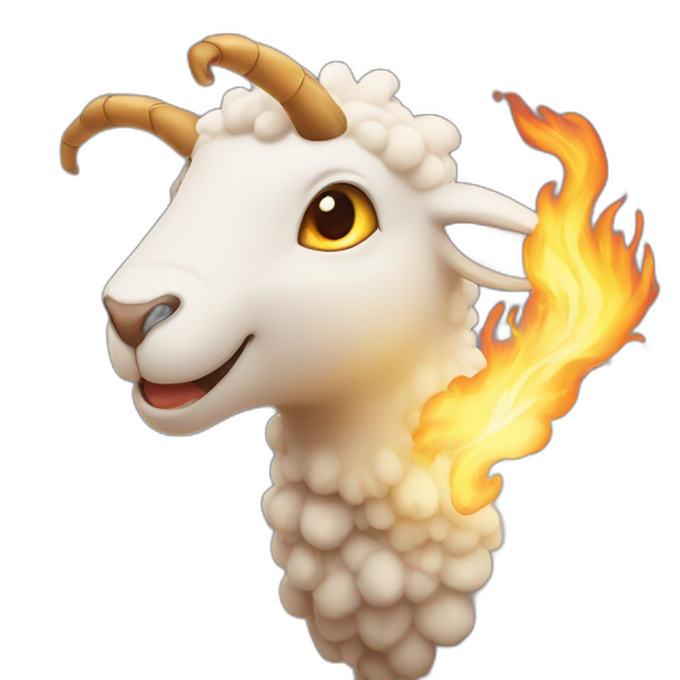 A cute dragon breathing fire on sheep emoji