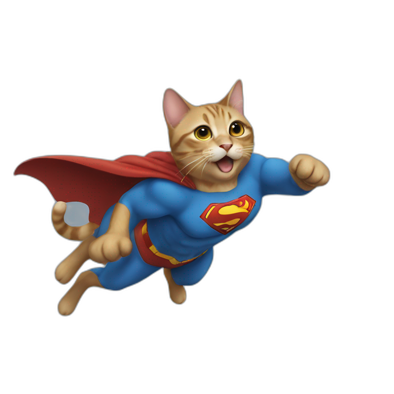 Cat flying like superman emoji