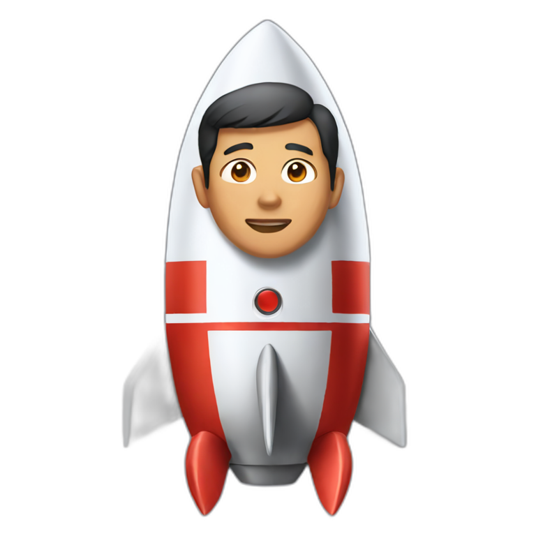 indonesian man In the rocket emoji