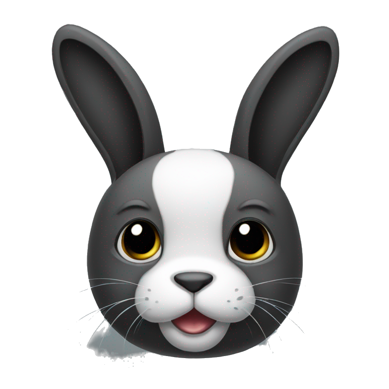 Black bunny white chest, snout and forehead emoji