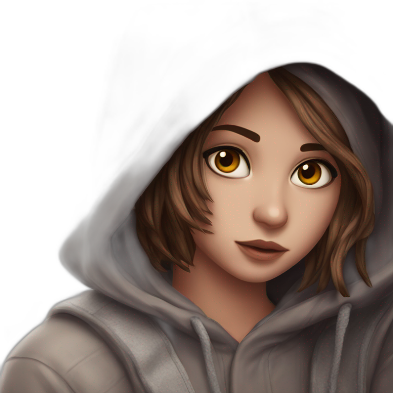 brown-haired girl in hood emoji