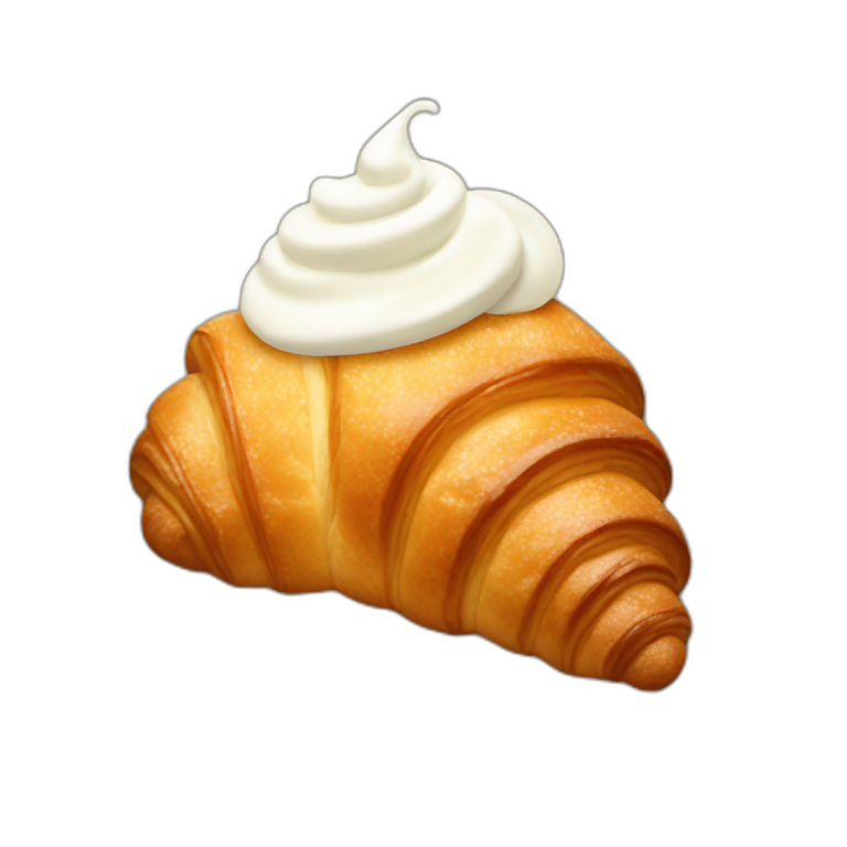 Croissant with whipped cream  emoji