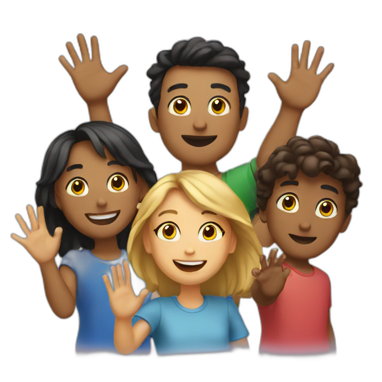 multiple friends waving emoji