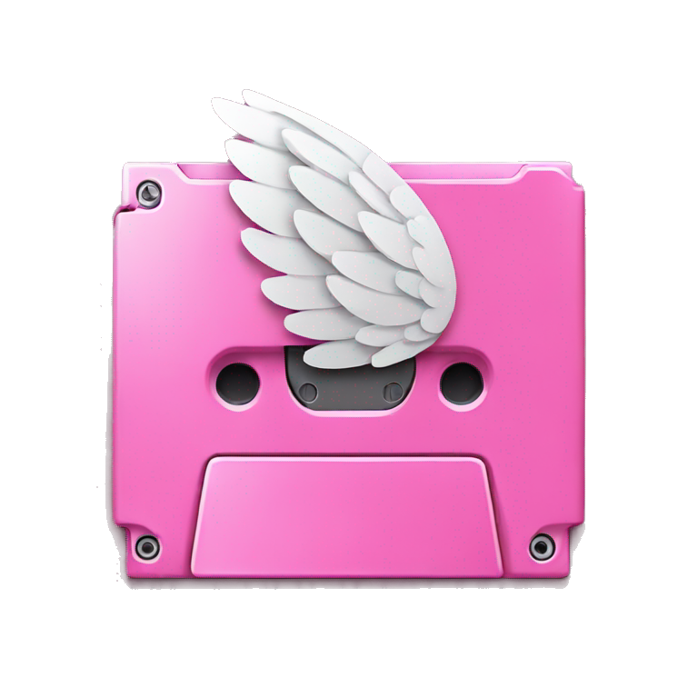 pink floppy disk with angel wing emoji