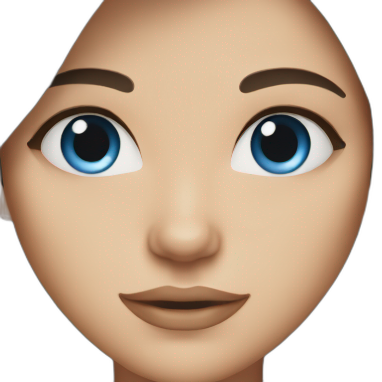 women with dark brown hair and blue eyes emoji