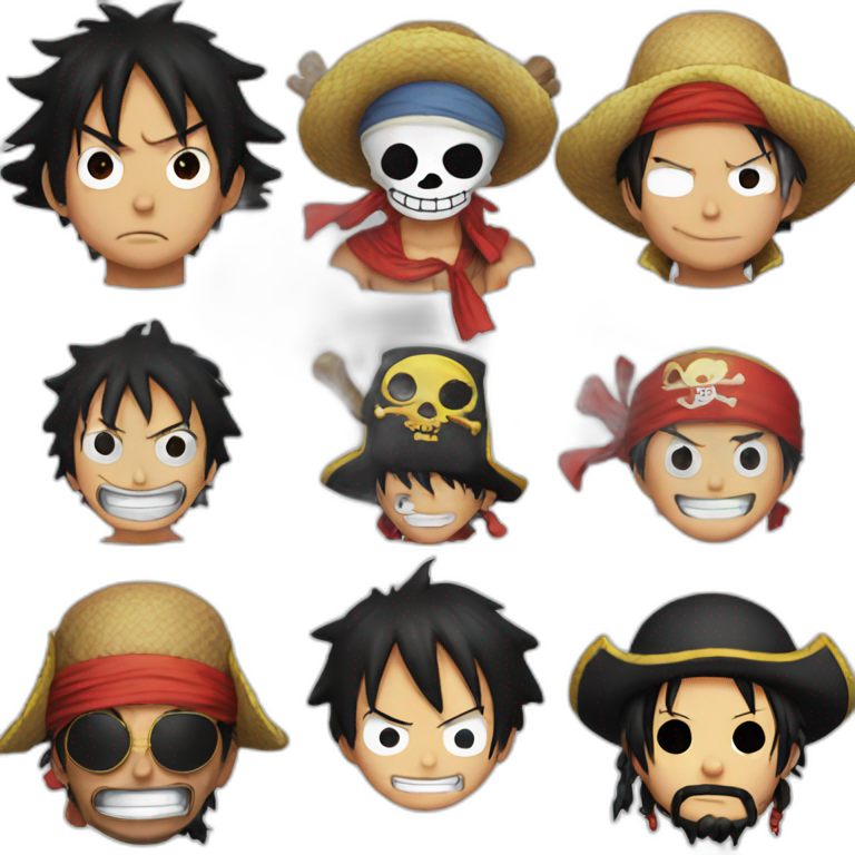one piece, luffy, pirate emoji