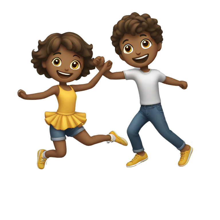 Happy boy and a girl dancing together  emoji