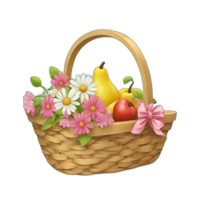 picnic basket with flowers inside emoji
