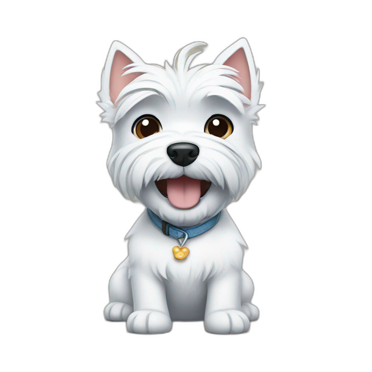West Highland white terrier with Disney Stitch emoji