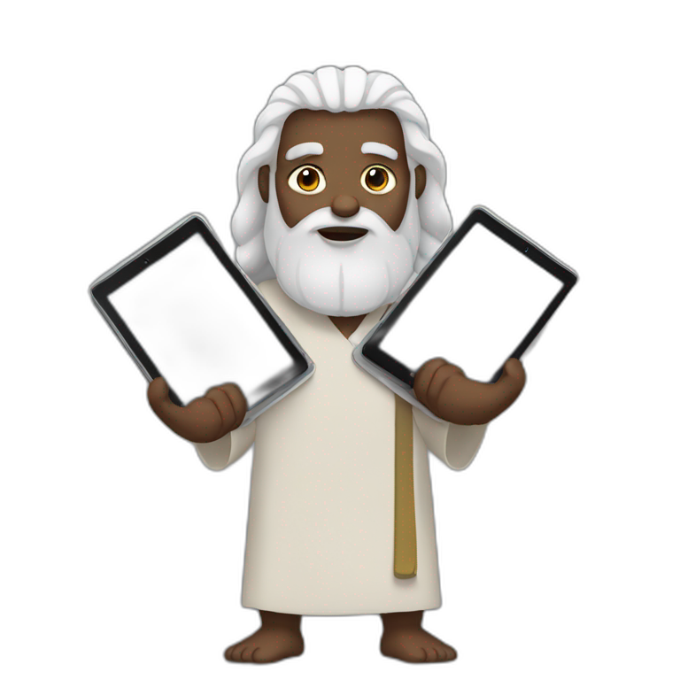 Moses holding two iPads emoji