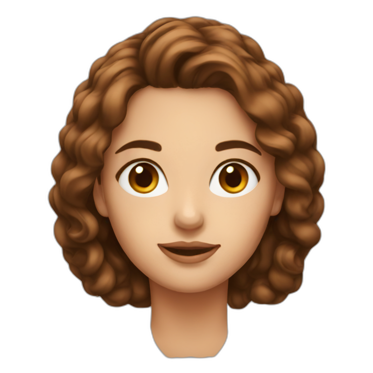 beautiful women face with brown hair emoji