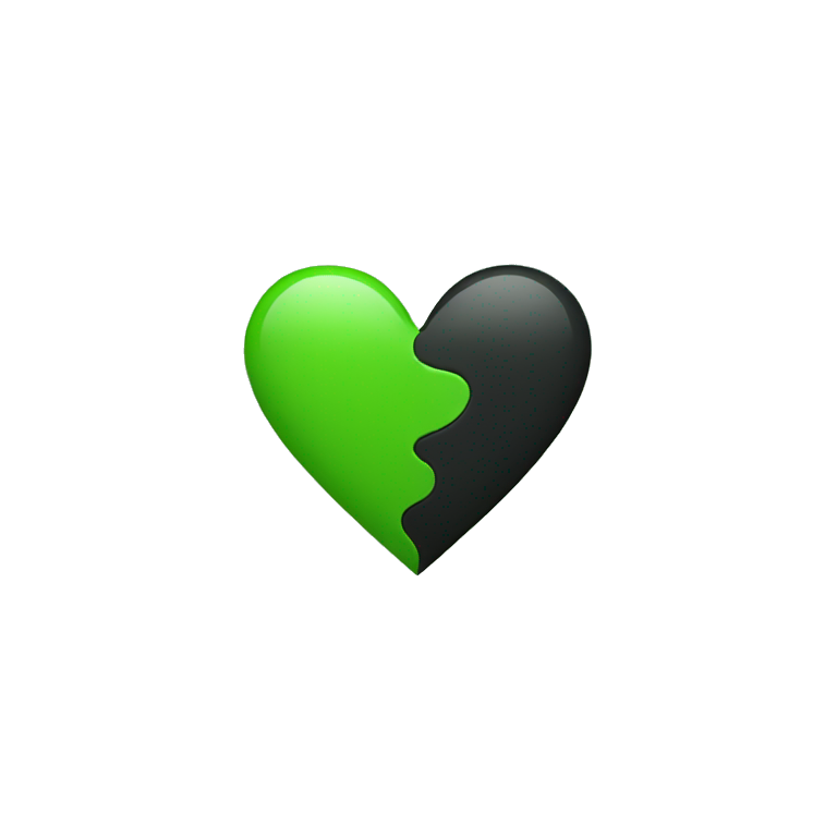 Half black and half Green heart emoji