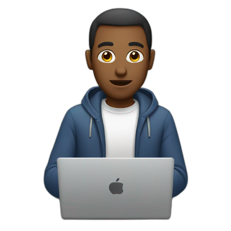 man facing laptop emoji