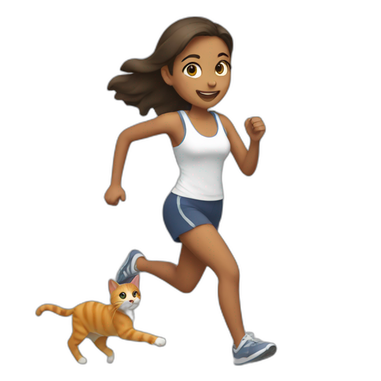 girls running with cats emoji