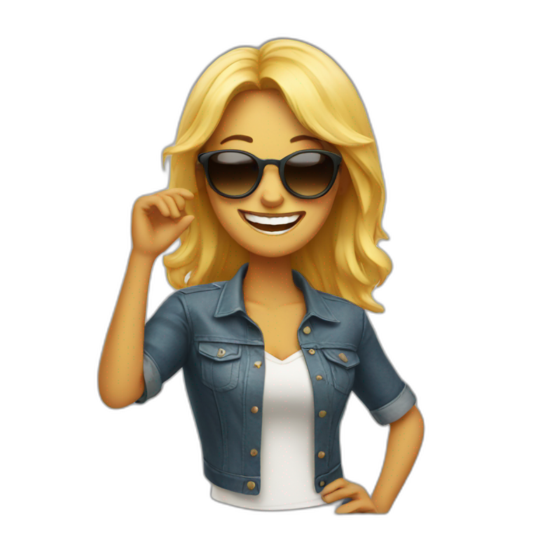 laughing woman with sunglasses emoji