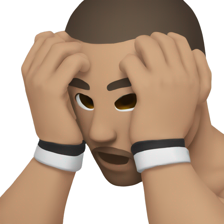 mma fighter hiding his face using hands emoji
