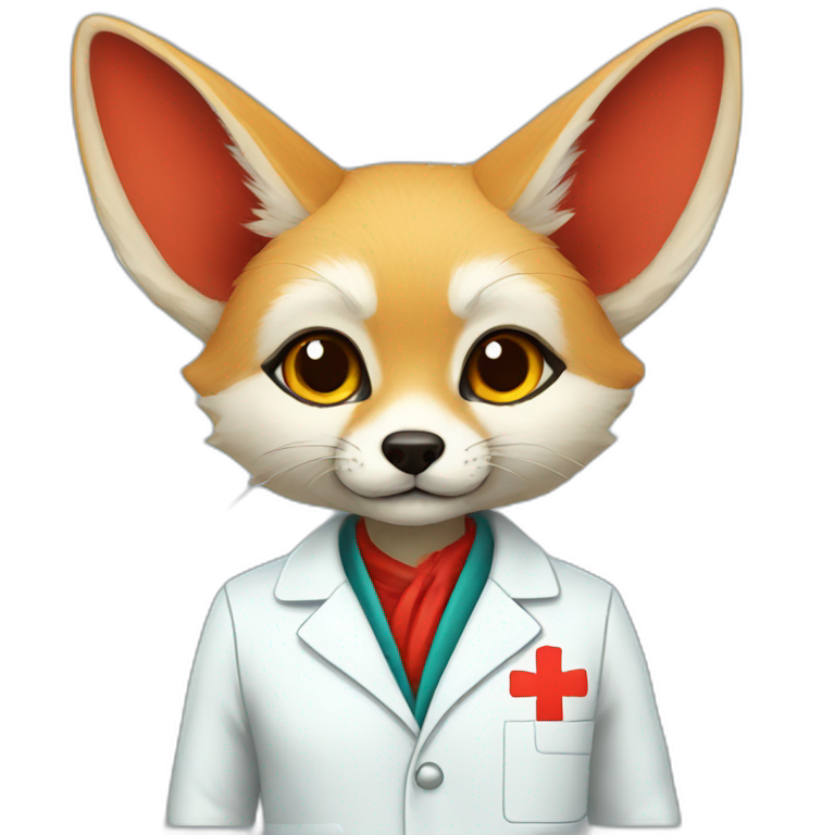 red fennec in medical coat emoji