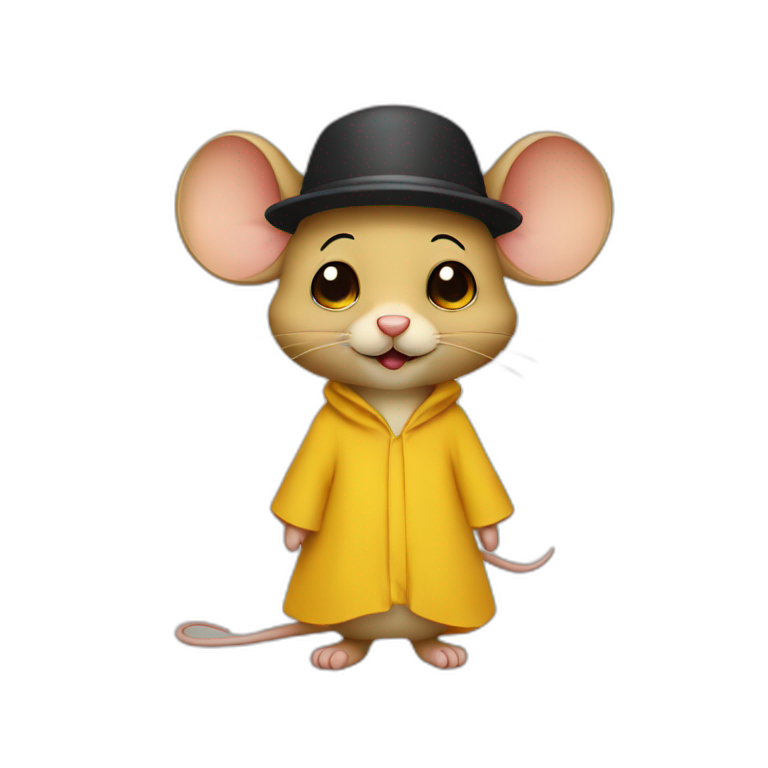 Jerry Mouse with mustache and hat yellow Abaya emoji